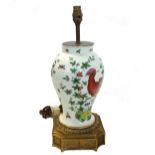 A Continental porcelain vase converted to a table lamp, early 20th century,