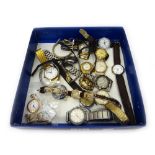 A lady's gold cased, keyless wind, openfaced fob watch,