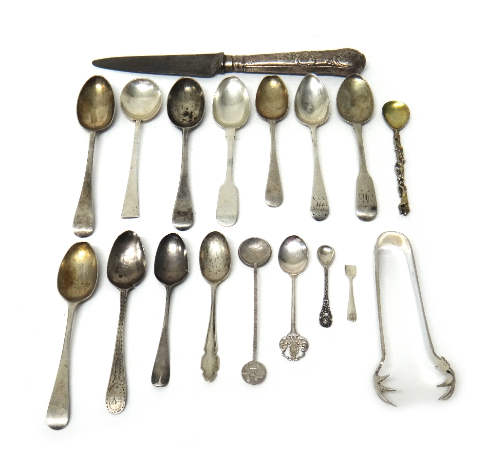 Silver, comprising; a Hanoverian pattern teaspoon,