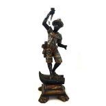 A Venetian polychrome ebonised and gilt Blackamoor figure, 19th century,