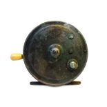 A Hardy Bros Ltd 4 inch salmon reel with ivorine handle, stamped marks.