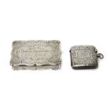 A Victorian silver shaped rectangular snuff box, presentation inscribed,