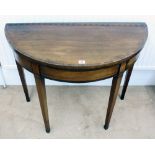 A George III and later mahogany tulipwood crossbanded boxwood strung card table,