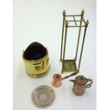 A reproduction Victorian style brass four-division stick stand, 17.