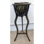 An Edwardian mahogany satinwood crossbanded jardiniere stand,