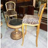 Peter Stringfellow's, Angel's Club, a similar pair of gilt framed leopard print bar stools,