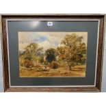 Circle of David Cox, Wooded landscape with rider, watercolour, 32cm x 47cm.