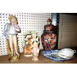 A quantity of ceramics to include; a late 19th century Chinese Imari vase and cover,