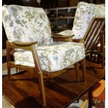 A pair of 20th century beech framed open armchairs, made by 'Danish Designer Centre',