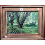 ** Bennett (20th century), Wooded scene, oil on board, signed, 24cm x 34cm.