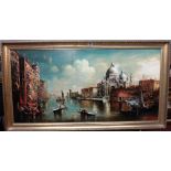 Continental School (20th century), The Grand Canal, Venice, oil on canvas, 50cm x 100cm.