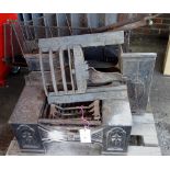 A large quantity of cast iron metalwork items, including fire places, fenders and sundry.