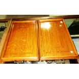 A pair of early 20th century oak and satinwood inlaid galleried trays, (2).