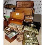 A George III mahogany tea caddy (a/f), a quantity of assorted small boxes,