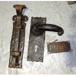 A quantity of 20th century locks, keys and barrels and a quantity of wrought iron door furniture,