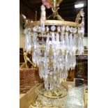 A Victorian gilt metal and glass bag chandelier and another similar, (2).
