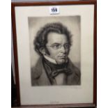 Werner E. A. Hofman (20th century), Schubert, etching, signed in pencil, 24cm x 17cm.