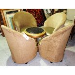 Peter Stringfellow's, Angel's Club, a group of four beige upholstered tub back club armchairs,