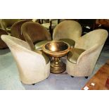 Peter Stringfellow's, Angel's Club, a group of four beige upholstered tub back club armchairs,