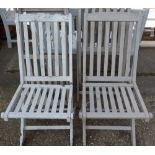 A set of four folding garden chairs, three painted grey, one painted white, (4).