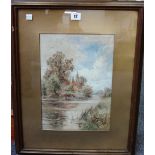 Henry John Kinnaird (1861-1920), Near Iffley on Thames, watercolour, signed and inscribed,