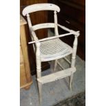 A 19th century white painted child's high chair and another similar, (2).