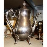 A quantity of silver plate including cased flatware, a coffee pot, candelabra and sundry, (qty).