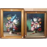 Jan (20th century), Floral still lives, two, oil on board, both signed, each approx 56cm x 41cm.