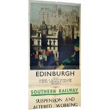 RAILWAY POSTER - Edinburgh (for the LNER & LMS companies; by Fred Taylor. 101 x 63cms.