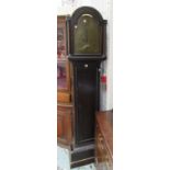 A stained pine longcase clock, Tho's Milner, London, 19th century, with two train movement,