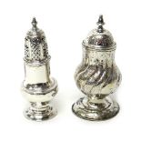 A silver pepper caster, of baluster form, London date letter indistinct, 18th century,
