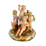 A Meissen porcelain figural group emblematic of the five senses, late 19th century,