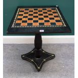 An Anglo-Indian style bone inlaid rectangular snap top occasional table, on turned column,