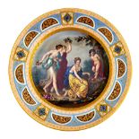 A Vienna style porcelain cabinet plate, early 20th century, 'Grazien Rache',