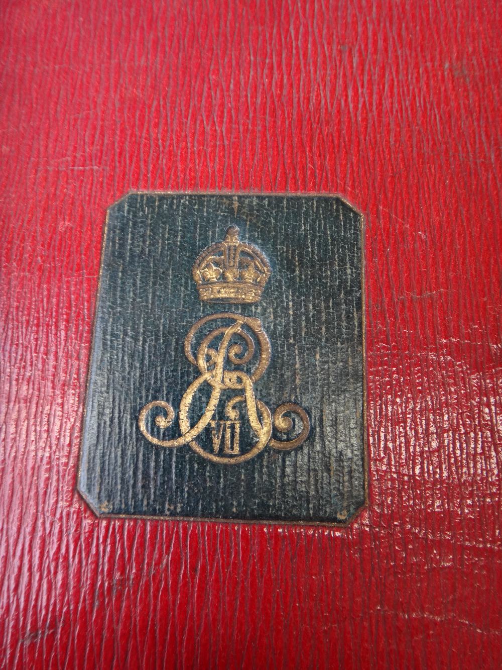 A red Morocco leather government cabinet box, early 20th century, - Image 3 of 11