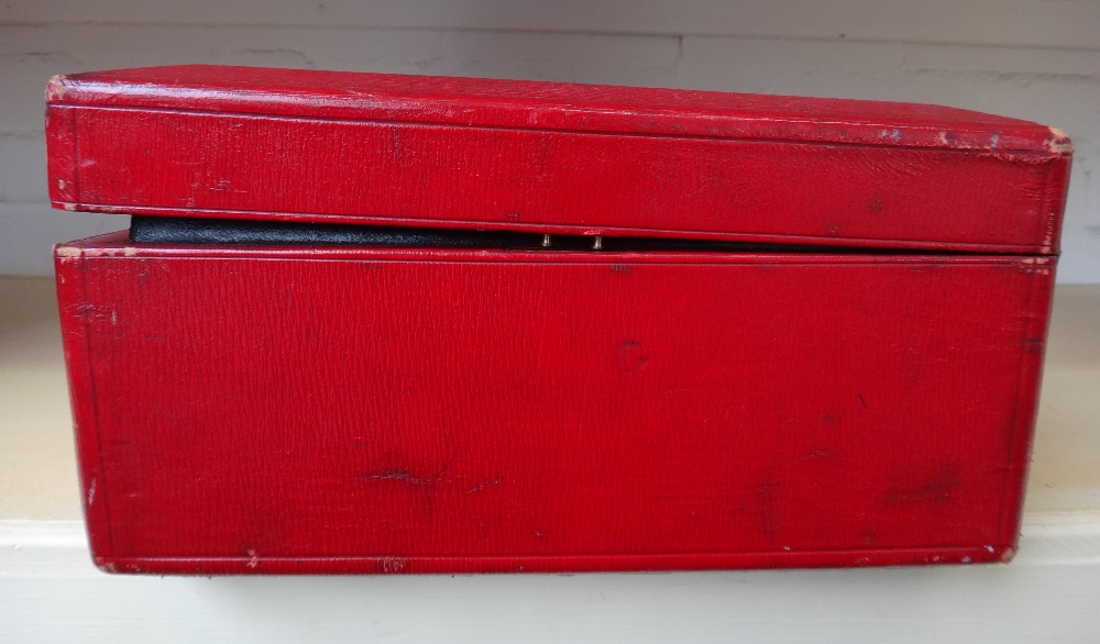 A red Morocco leather government cabinet box, early 20th century, - Image 11 of 11