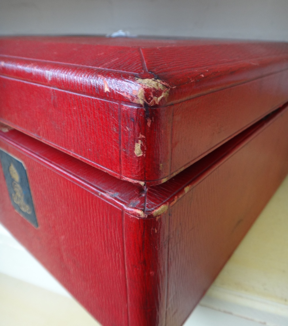 A red Morocco leather government cabinet box, early 20th century, - Image 10 of 11