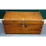 A 19th century brass bound rectangular camphor wood trunk, 94cm wide x 45cm deep.