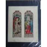 Heaton, Butler & Bayne, Three stained glass designs, pen, ink and watercolour, embossed,