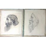 Circle of Frederic, Lord Leighton, Profile portraits of bearded gentlemen, pencil, both unframed,