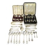 Silver table flatware, comprising; a set of six coffee spoons, Sheffield 1957, cased,