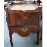 A mid-18th century mahogany tray top night stand, with cupboards over drawer, 53cm wide x 46cm deep.