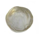 A Lalique clear and frosted glass circular box and hinged cover, 20th century,