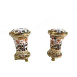 A near pair of Spode porcelain `967' vases and matched covers, early 19th century,