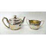 Silver, comprising; a George III teapot, of oval form,