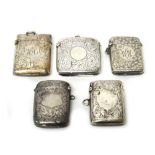 A late Victorian silver rectangular vesta case, with engraved decoration,
