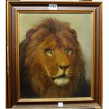 F** W** S** (early 20th century), Lion; Tiger, a pair, oil on canvas, both signed with initials,