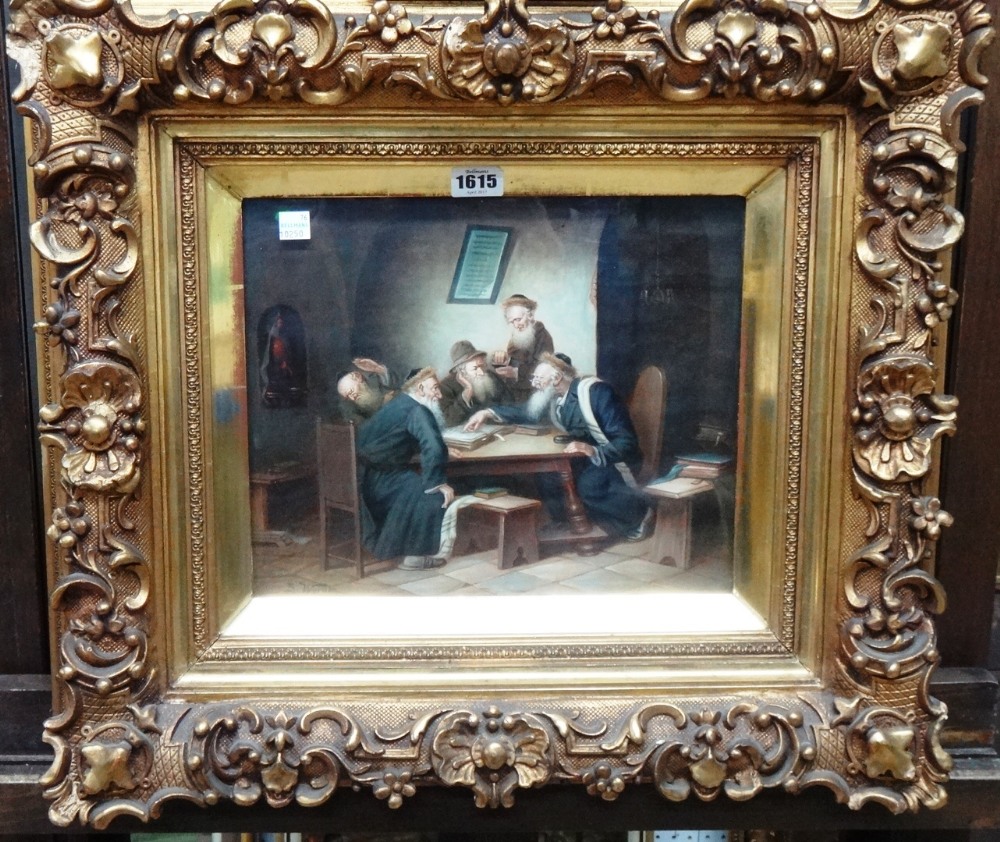 S. Werner (19th century), Jewish Scholars, oil on panel, signed, 24.5cm x29.5cm.