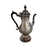 A George III silver coffee pot, of baluster form,