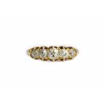 A Victorian 18ct gold and diamond set five stone ring,